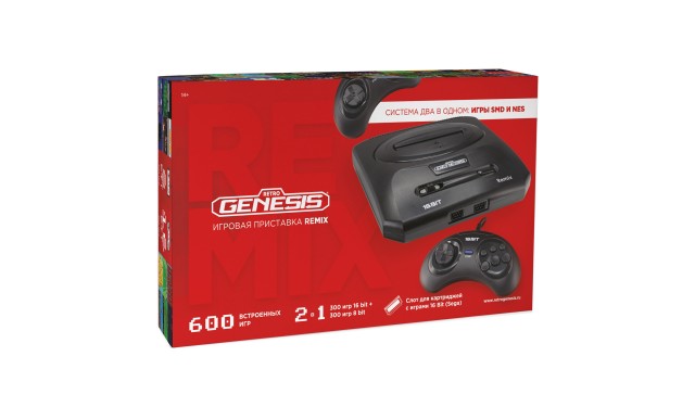 Игровая приставка Retro Genesis Remix  (8+16Bit) + 600 игр (модель: ZD-05, Серия: ZD-00, AV кабель, 2  джойстика)