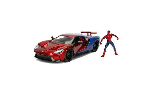 Jada Toys Набор Hollywood Rides Машинка с Фигуркой 2.75" 1:24 2017 Ford GT W/Spiderman Figure 99725