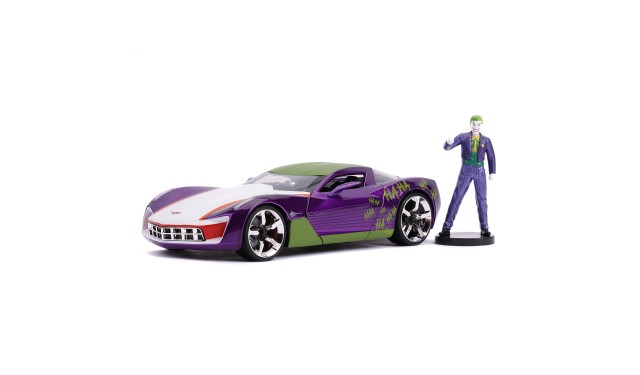 Jada Toys Набор Hollywood Rides Машинка с Фигуркой 2.75" 1:24 2009 Chevy Corvette Stingray Concept W/Joker Figure 31199